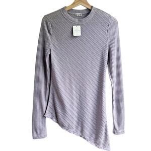 New FREE PEOPLE Intimately Metallic Purple Shimmer Long Sleeve Top Asymmetric S